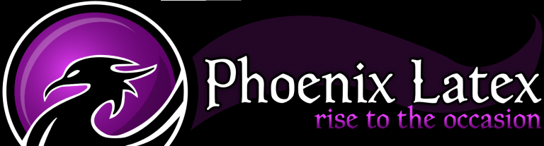 Black background with a purple phoenix, the test "Phoenix Latex"
