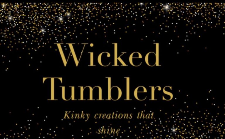 Black image with orange text that says "Wicked Tumblers"